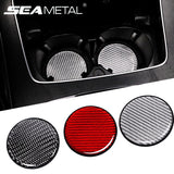 SEAMETAL Car Water Cup Pad Universal Carbon Fiber PVC Waterproof Non-Slip Mat