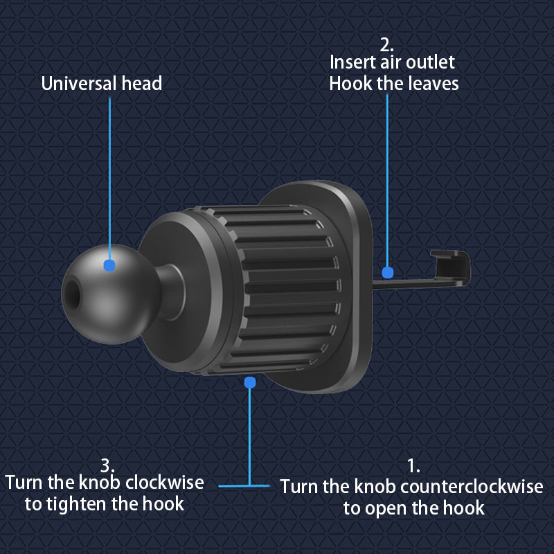 SEAMETAL Universal Car Air Vent Clip Mount 17mm Ball Head Base Spiral Hook for Car Air Outlet