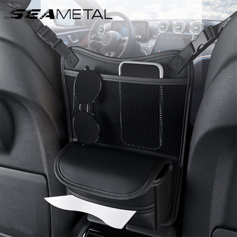 Car Seat Storage Bag, Pu Leather Auto Seat Middle Box Hanging Pocket For Car  Seats, Car Organizer