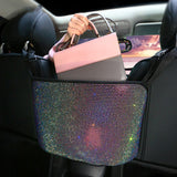 Bling Diamond Colourful Car Mesh Organizer Seat Middle Storage Bag