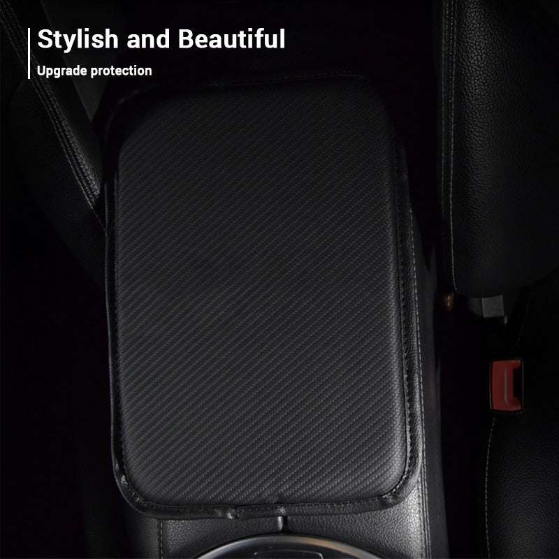 Carbon Fiber Leather Car Armrest Cover Universal Waterproof Storage Box