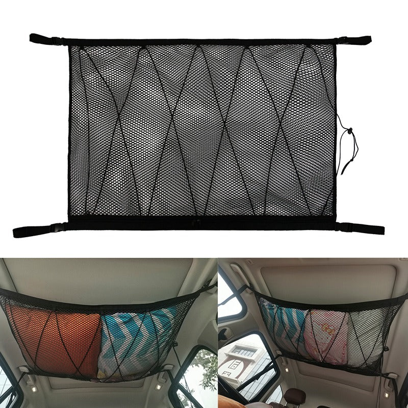 Car Roof Interior Ceiling Storage Mesh Organizer Cargo Net with Zipper