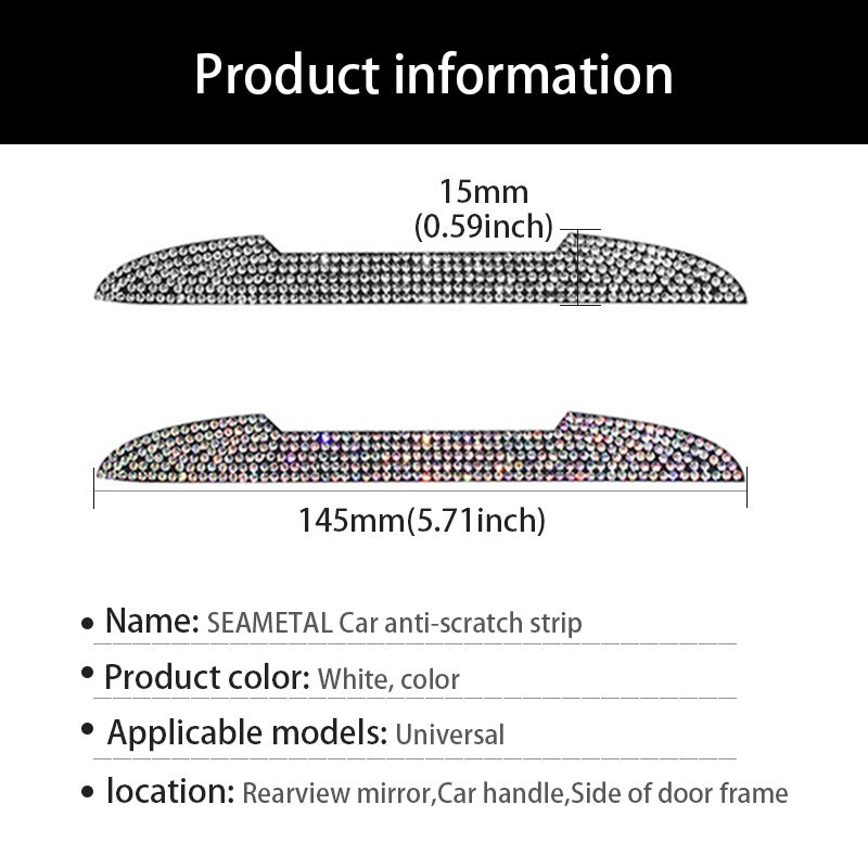 Rhinestone Bling Car Door Handle Scratch Protector Universal Safety