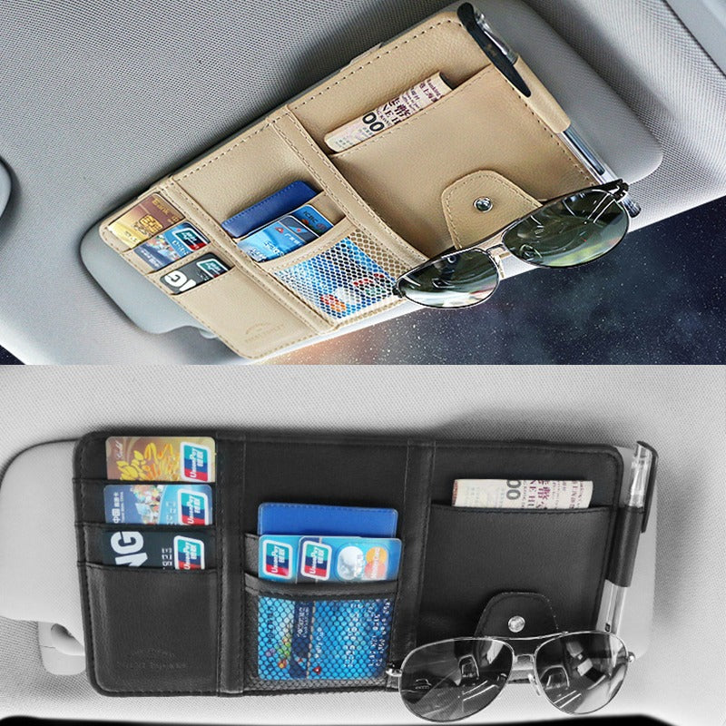 Auto Sun Visor Organizer, Auto Interieur Leder Zubehör Aufbewahrungstasche  Beuteltasche Tasche, PU Leder Auto Car Sonnenblenden Organizer für