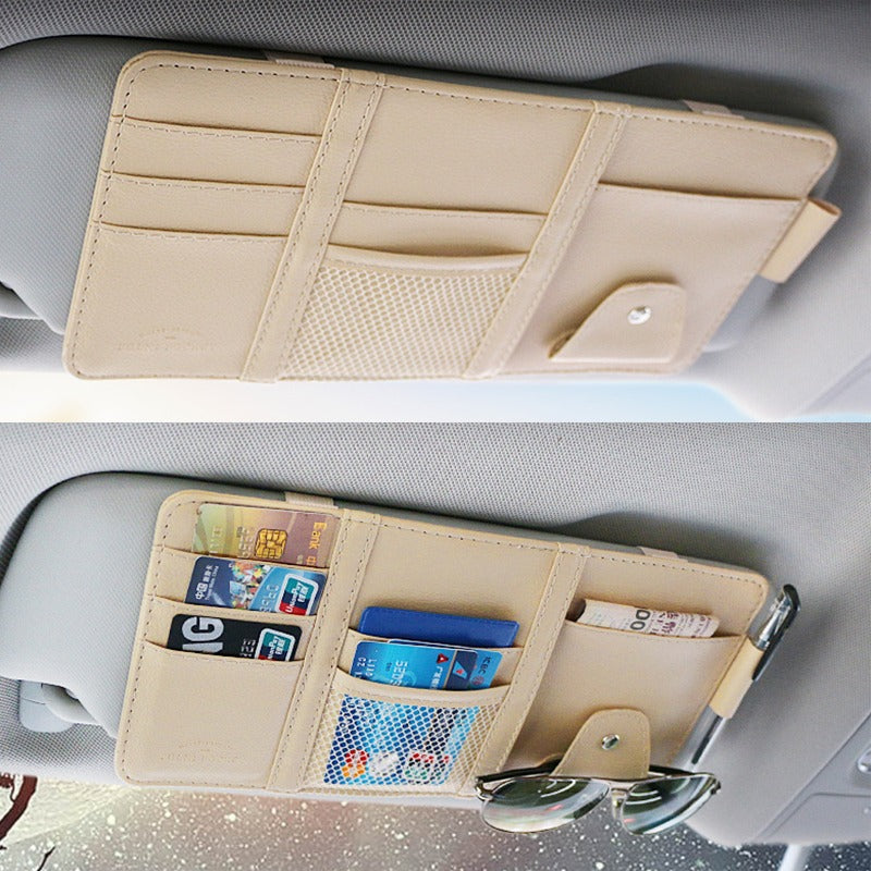 MIVAIUN Auto Sun Visor Organizer, Auto Interieur Leder Zubehör  Aufbewahrungstasche Beuteltasche Tasche, Car Sonnenblenden Organizer für