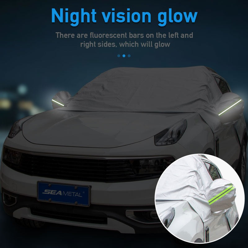 Safe View Half Car Cover Top Waterproof All Weather/Windproof/Dustproof/Windshield  Cover Snow Ice Winter Summer for Sedan SUV