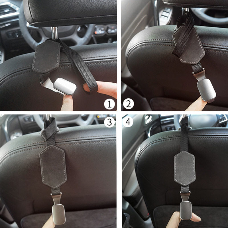 SEAMETAL Luxury Car Storage Hooks Headrest Hooks Pu Leather Car Seat Back Hanger Organizer