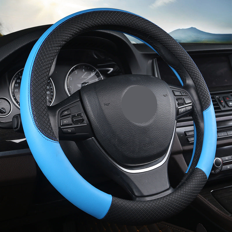 15" Leather Steering Wheel Cover Custom Wheelskins Color Blue