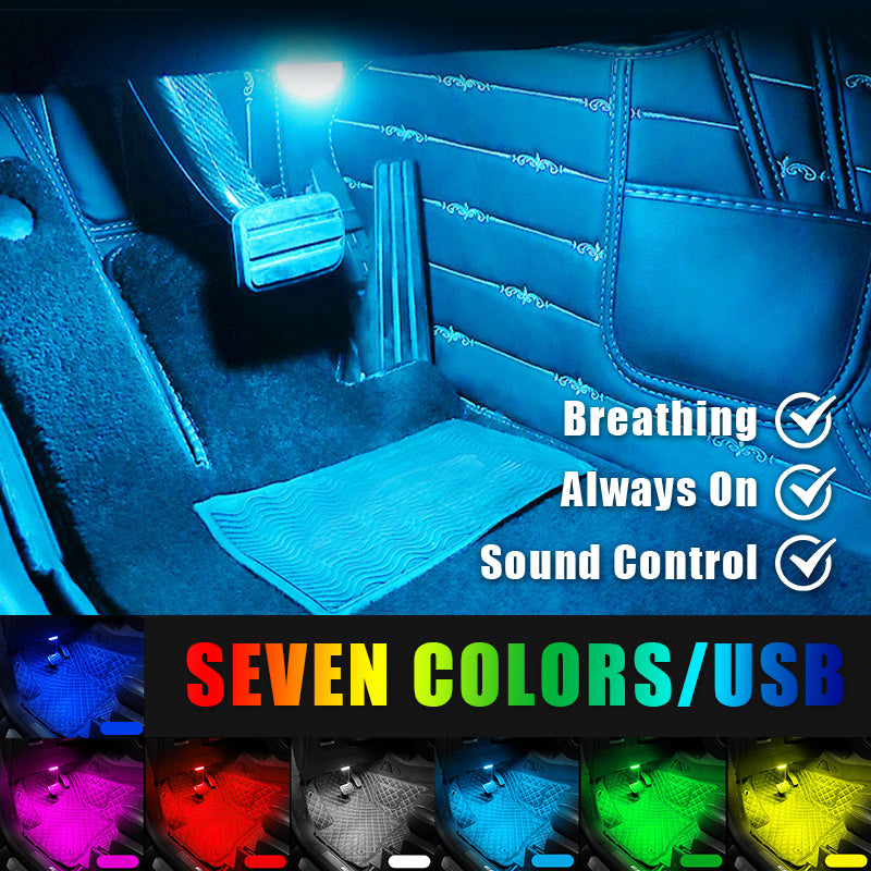 SEAMETAL LED Car Interior Ambient Decorative Light Colorful RGB Foot Light Universal Auto USB Atmosphere Light