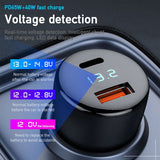 Car Charger 65W+40W PD USB Dual Charging Ports Cigarette Lighter Charger