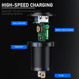 PD & QC3.0 USB Automobile Charger, DIY Fast Charging Socket Dual Power Outlets