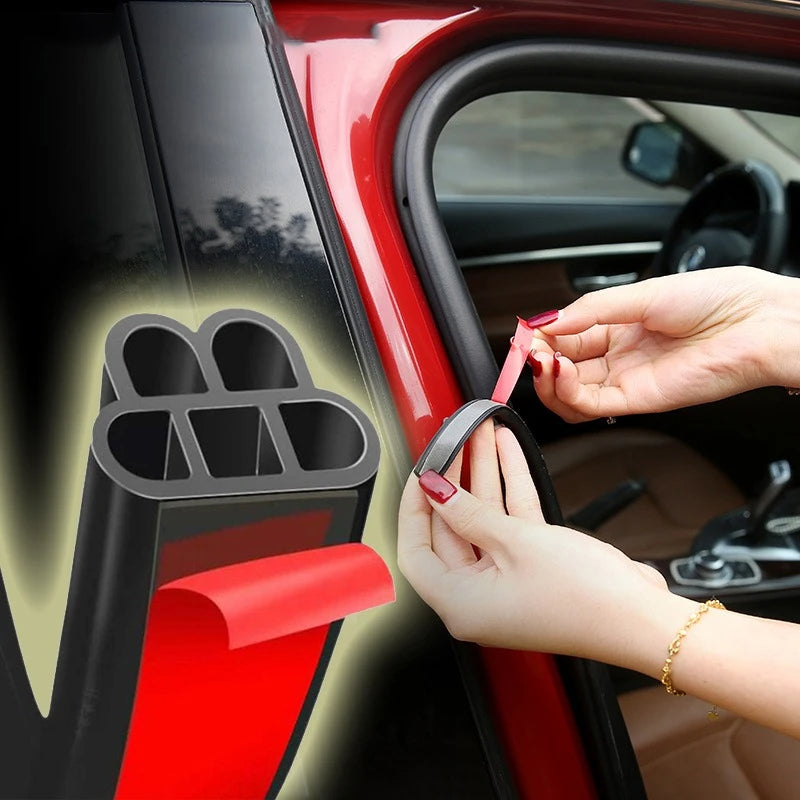 10x11mm 5-Chamber Dual-Layer Car Door Rubber Seal Strip Soundproof Weatherstrip 5M-25M