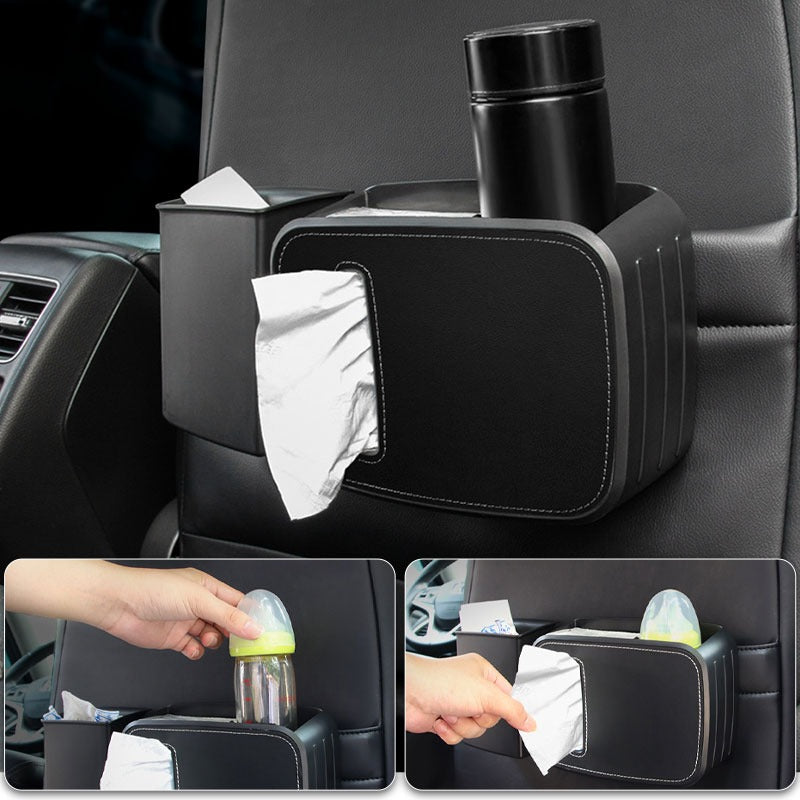 Waterproof Leather Car Seat Back Organizers Auto Multiuse Can Holder Storage Bag